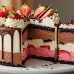 Layered Ice Cream Cake With Chocolate Drizzle