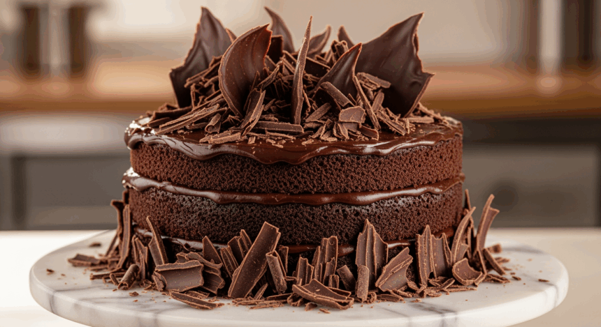 Decorative Cake With Chocolate Shavings