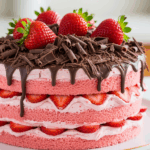 Strawberry Cake With Chocolate Shavings