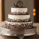 White Frosted Cake With Chocolate Shavings