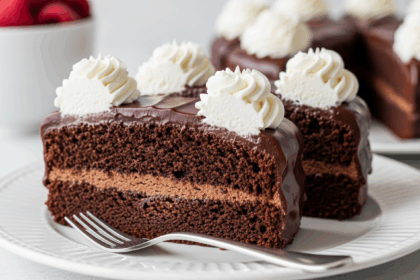 Chocolate-Covered Cake With Whipped Cream