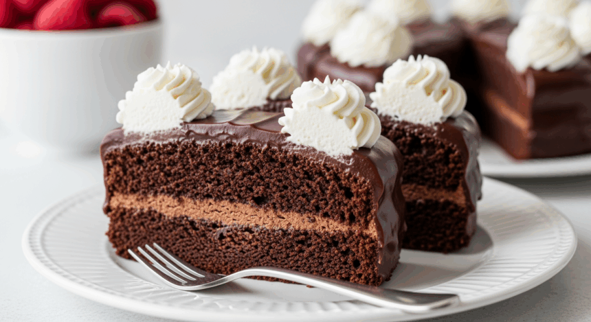 Chocolate-Covered Cake With Whipped Cream