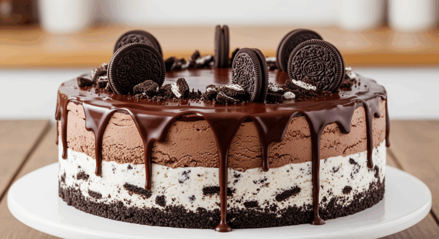 Oreo Ice Cream Cake With Chocolate Ganache
