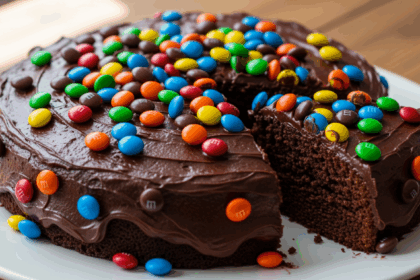 Chocolate Cake With Colorful M&M's