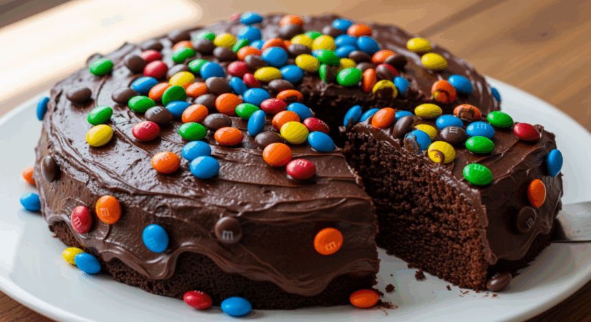 Chocolate Cake With Colorful M&M's