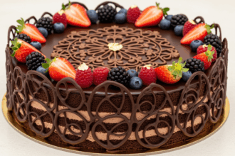 Round Cake With Chocolate Decorations