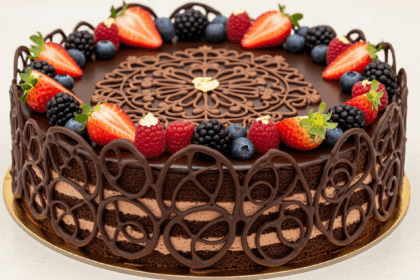 Round Cake With Chocolate Decorations