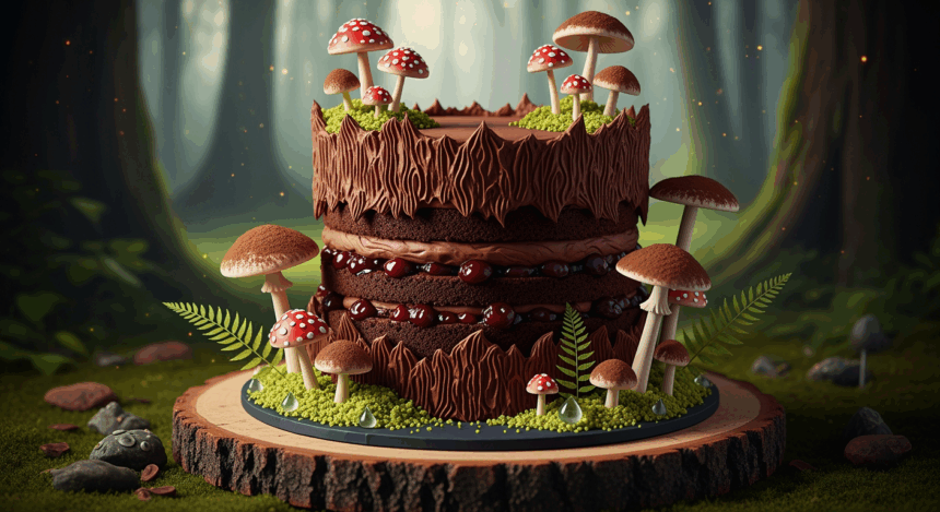 Chocolate Forest Cake With Mushrooms