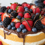 Berry-Topped Cake With Chocolate Decoration