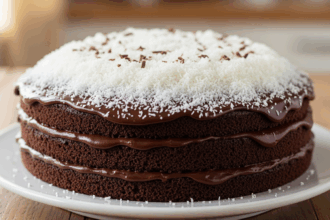 Chocolate Cake With Grated Coconut Topping
