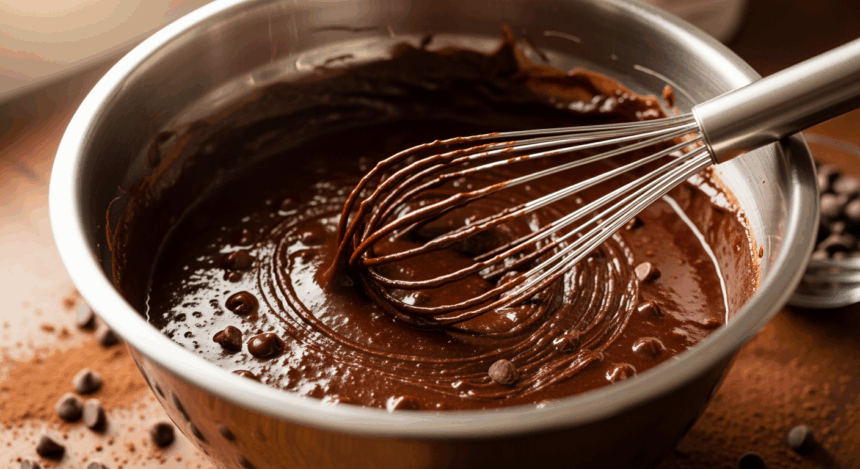 Chocolate Cake Batter With Whisk