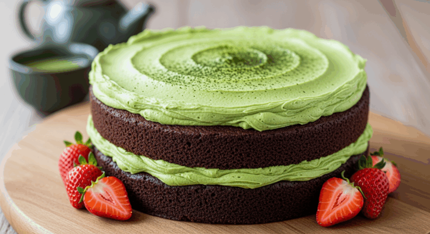 Vegan Chocolate Cake With Matcha Buttercream