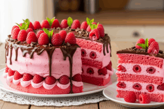 Pink Raspberry Cake With Chocolate