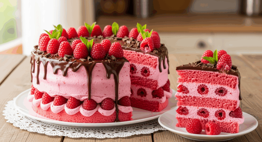 Pink Raspberry Cake With Chocolate