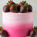 Pink Ombre Cake With Chocolate Strawberries