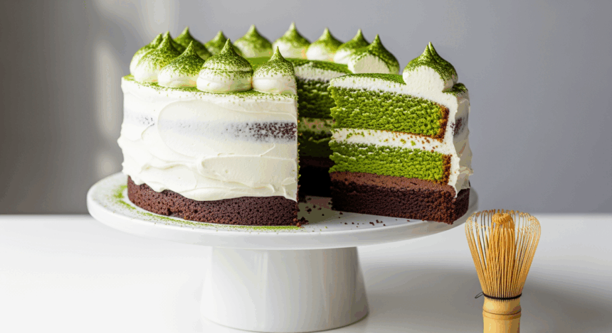 Matcha Chocolate Cake With Cream Cheese Frosting