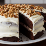 Chocolate Cake With White Frosting And Nuts