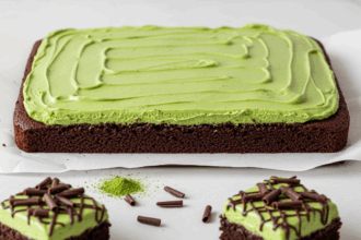 Dark Chocolate Cake Bars With Matcha