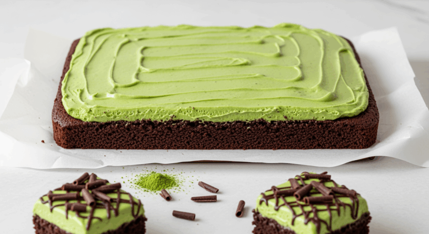 Dark Chocolate Cake Bars With Matcha