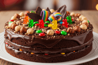 Chocolate Cake With Hazelnuts And Candy