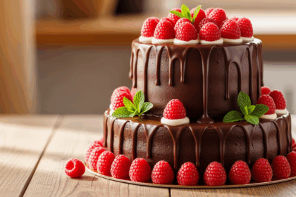 Two-Tier Chocolate Cake With Raspberries