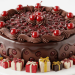 Chocolate Cherry Cake With Gifts