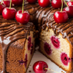 Cherry Cake With Chocolate Drizzle