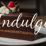 Chocolate Cake Slice With Text Overlay
