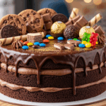 Chocolate Drip Cake With Cookies And Candies