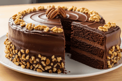 Chocolate Cake With Nuts And Icing