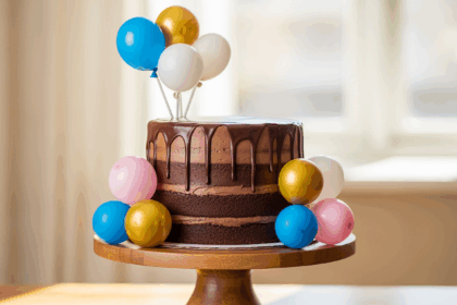Chocolate Drip Cake With Balloons