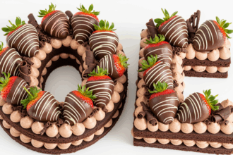 Letter Cake With Chocolate-Covered Strawberries