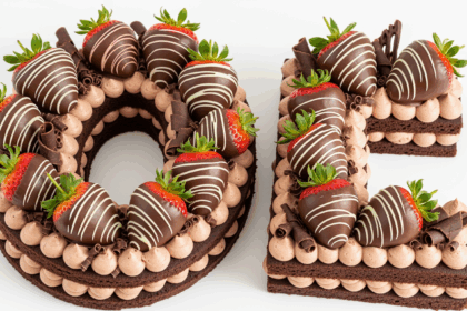 Letter Cake With Chocolate-Covered Strawberries