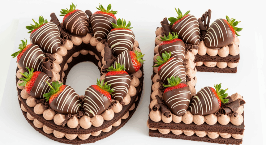 Letter Cake With Chocolate-Covered Strawberries