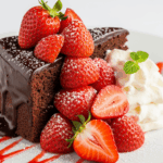 Chocolate Cake With Strawberry On Plate