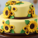 Sunflower-Themed Cake With Chocolate Border