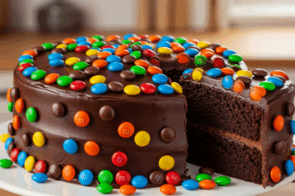 Chocolate Cake With M&M Decoration