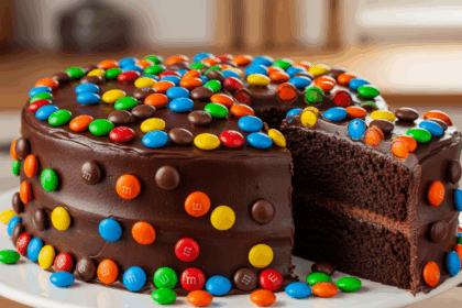 Chocolate Cake With M&M Decoration