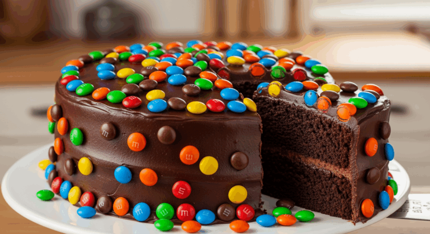 Chocolate Cake With M&M Decoration