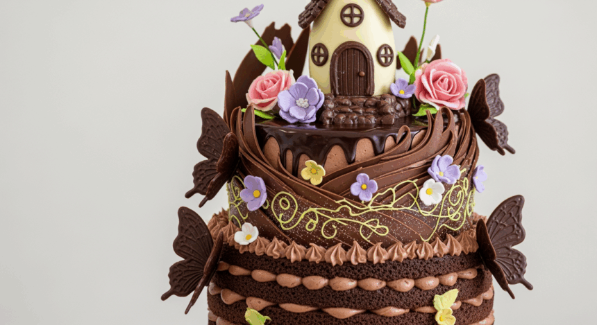 Fairy-Themed Cake With Chocolate Decorations