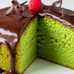 Green Cake With Chocolate Glaze