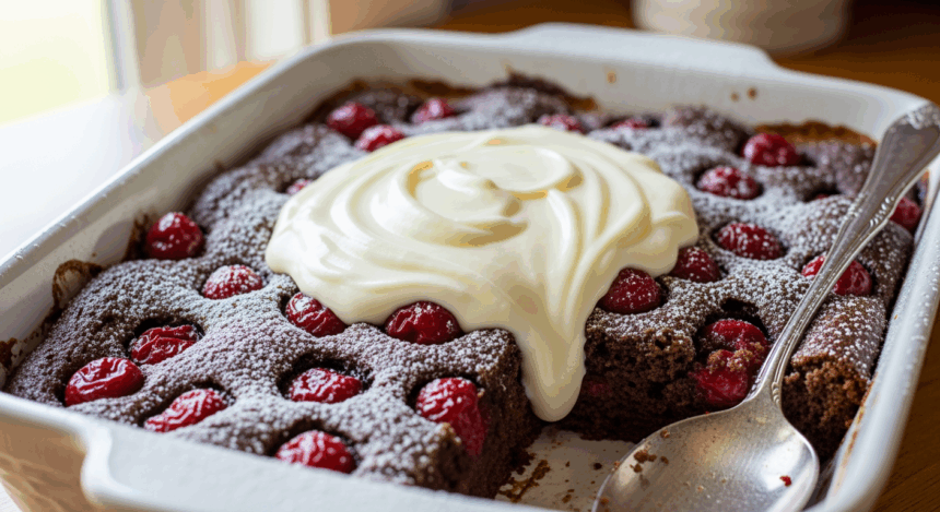 Chocolate Cherry Dump Cake With Vanilla Pudding