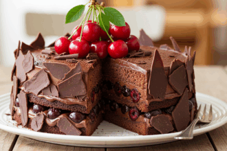 Cherry Cake With Chocolate Shavings