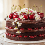 Chocolate Cherry Cake With Flowers