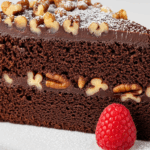Chocolate Cake With Nuts On Plate