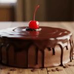 Chocolate-Covered Cake With Cherry