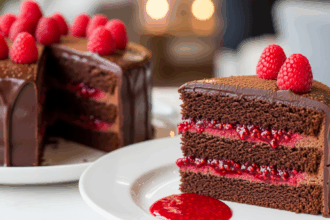 Chocolate-Covered Cake With Raspberry Filling