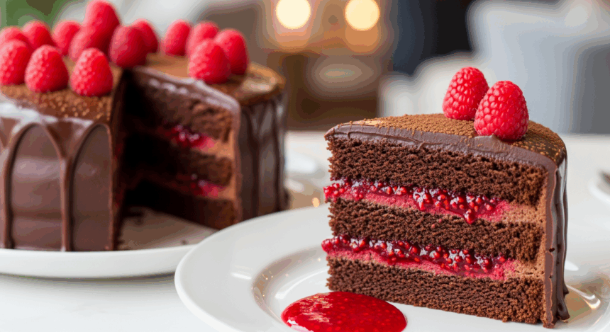 Chocolate-Covered Cake With Raspberry Filling