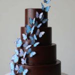 Three-Tier Chocolate Cake With Butterflies