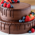 Two-Tier Cake With Chocolate Drip And Berries